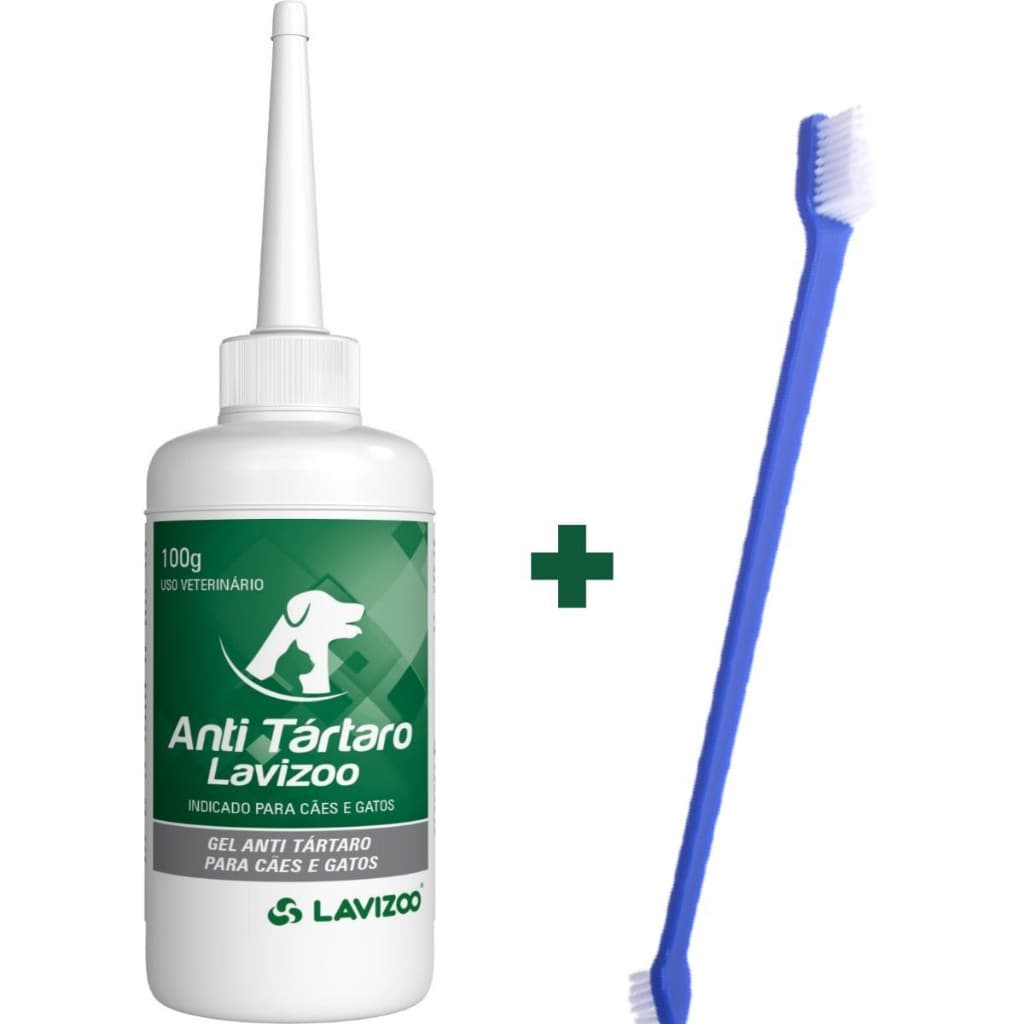 Kit Removedor De Tartaro Anti Tartaro Para Caes E Gatos em Gel 100gr e Escova para Pets