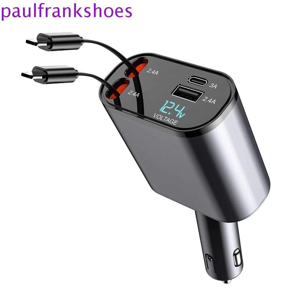 Carregador De Telefone Para Carro PAULFRANKSHOES , Rápido De 120 W 4 Em 1 , Cabos Retráteis De 80 Cm