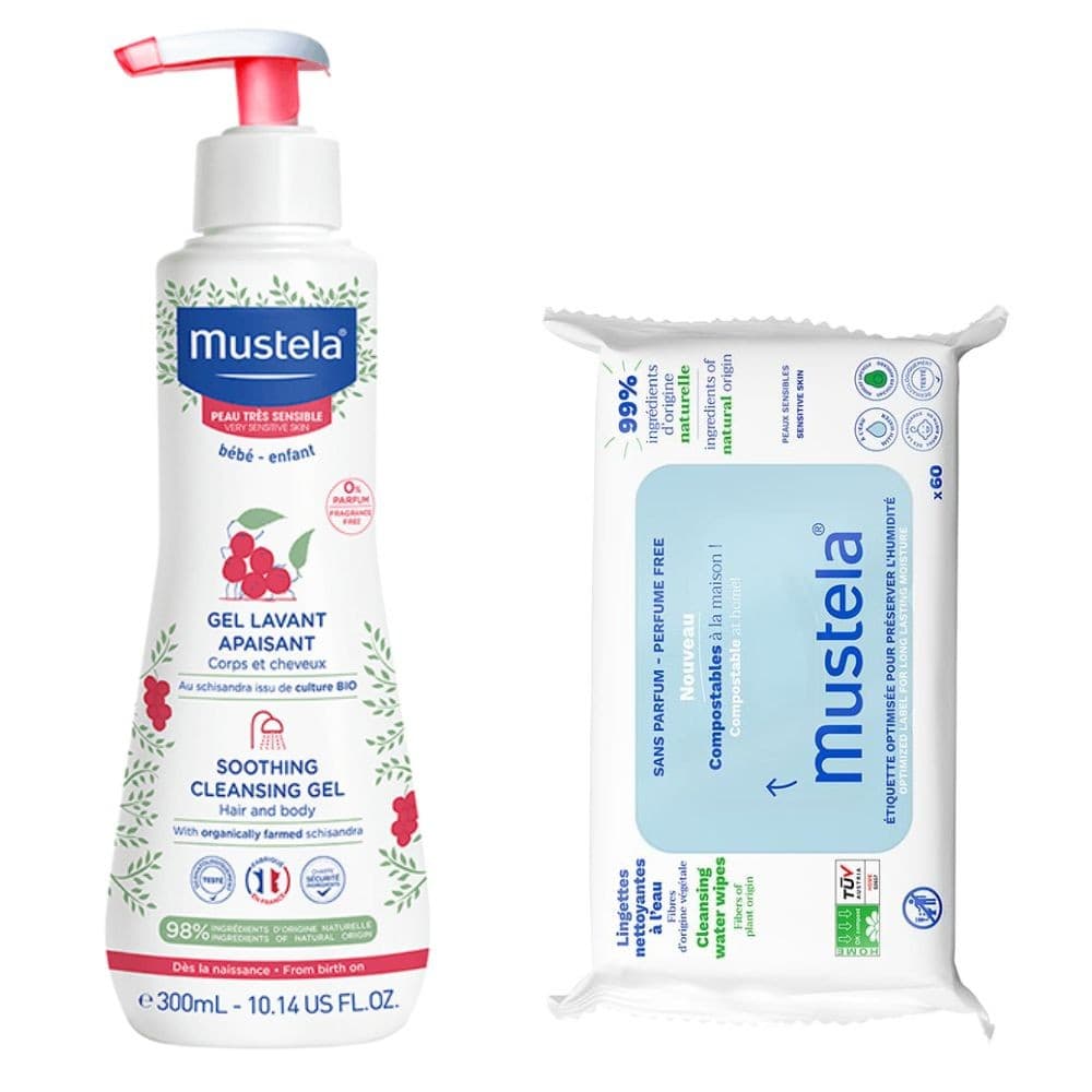Gel Lavante Mustela Bebê Pele Muito Sensível Mais Lenço Compostável