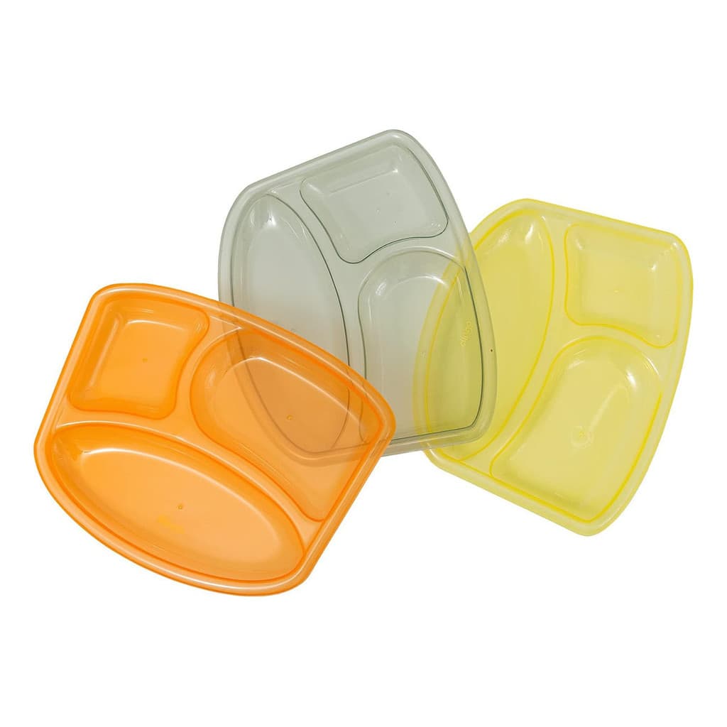 Kit 3 Pratos Infantis Colors Com Divisórias - Clingo