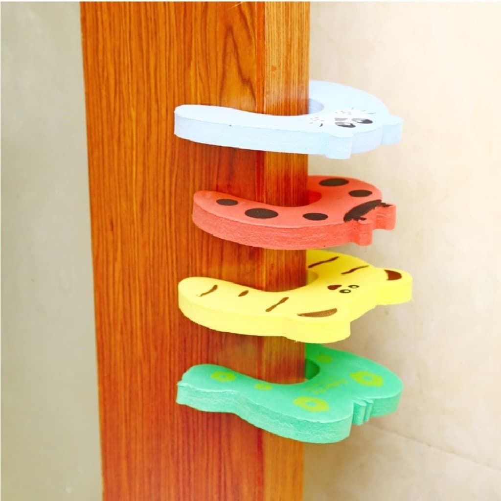 5 Peças Protetores De Porta Eva Estampado Animais Segurança Para Bebe Salva Dedinhos