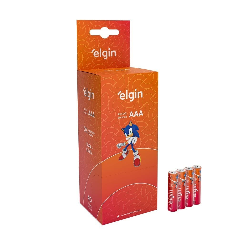 Pilha de Zinco AAA com 40 unidades Elgin Palito