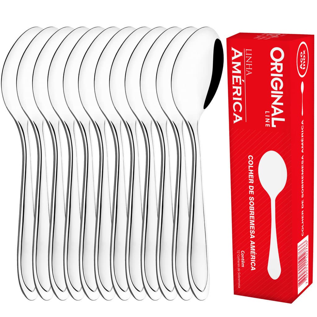 Jogo Aço Inox 12 Colher Sobremesa Buffet Restaurante Lanchonete Hotel Refeição Cozinha Original Line