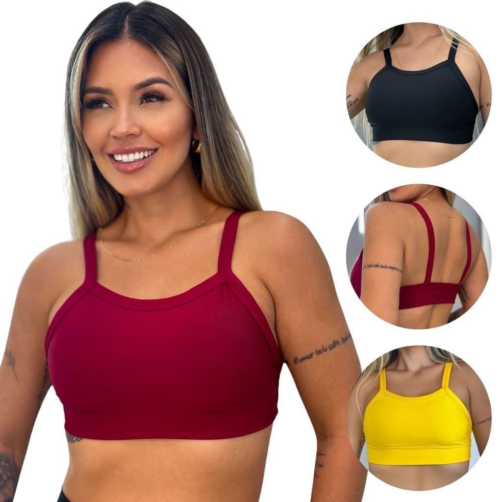 Cropped Liso Academia Fitness Top com forro Neutro