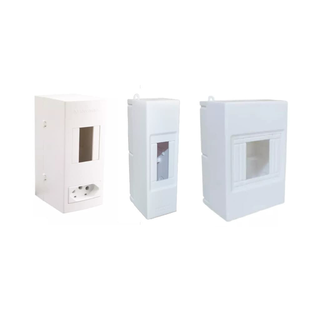 Quadro De Sobrepor Para 2 ou 4 Disjuntores DIN Centrinho de Distribuição IP40 Branco