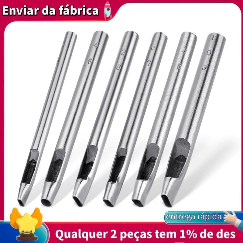 6 Tamanhos De Perfurador De Furo Oval Para Couro 6mm-10mm Kit De Ferramentas De Perfuração Manual De Oco Artesanato Em