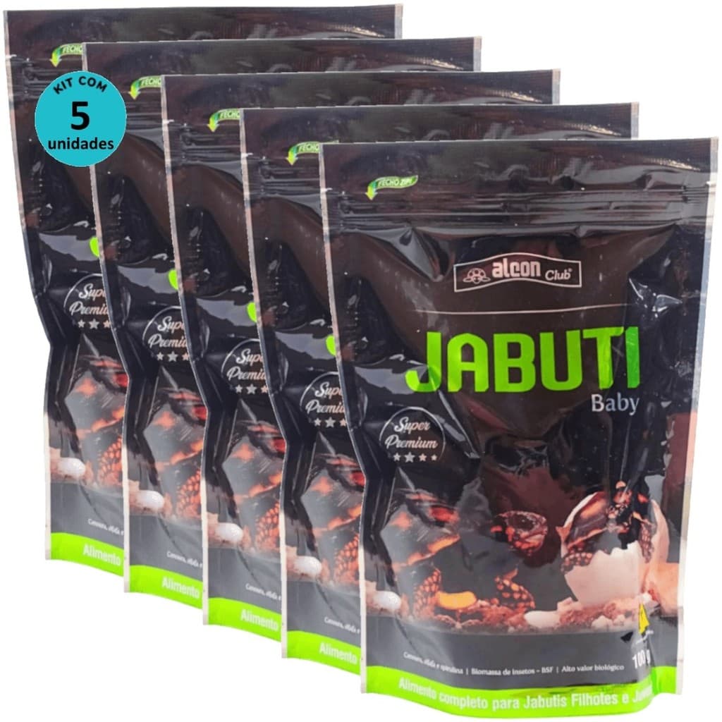 Alcon Club Jabuti Baby 100g Super Premium Kit Com 5 Ração Para Jabuti Tartaruga Filhote e Juvenil