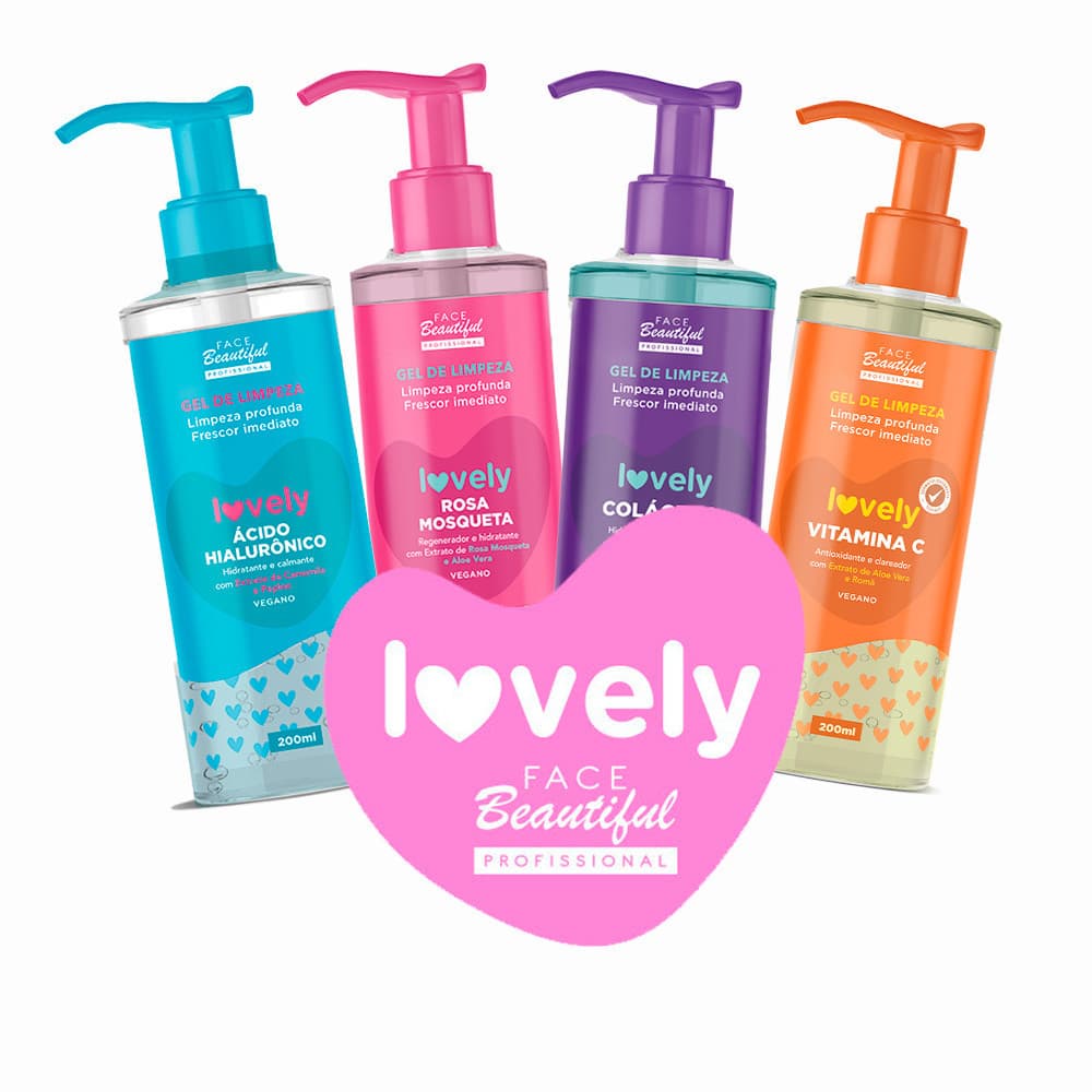 Kit 04 Gel de Limpeza Sabonete Facial Lovely Face Beautiful 200ml