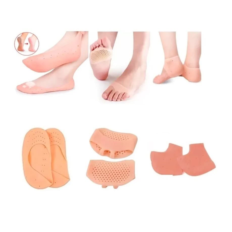 Kit com 3 Pares de Palmilhas para Pés Calcanhar e Dedos Meias de Silicone Pés Saúde Oferta