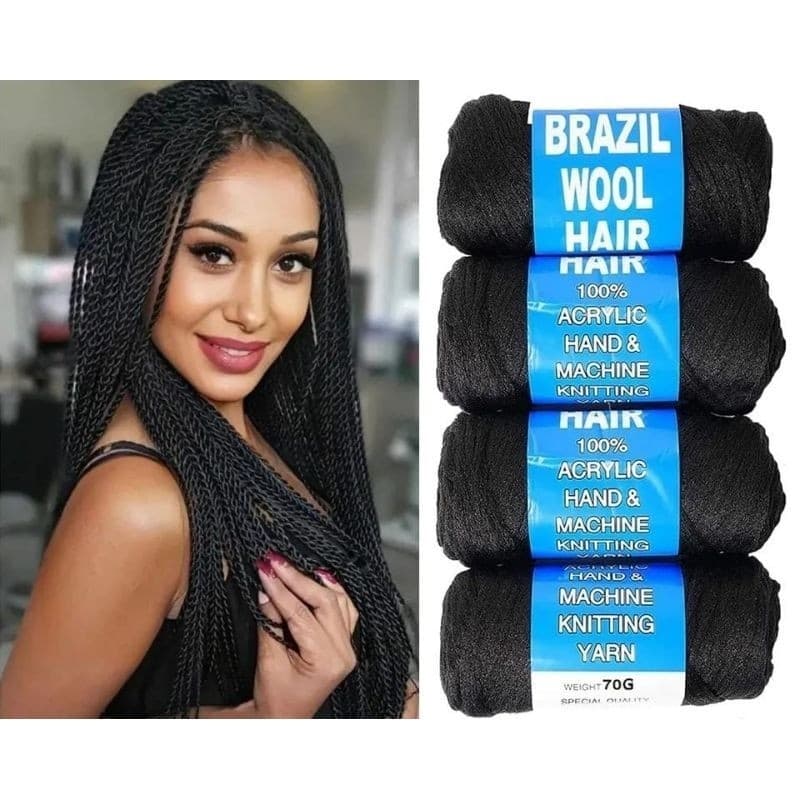 2 Pacotes Fio Panamá Importado – 70g para Tranças Box Braids e Dreads, Cor Preto