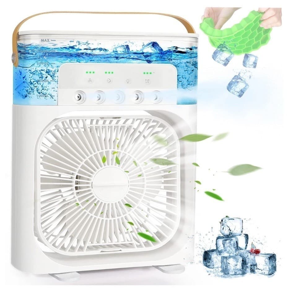 Ventilador Refrigerador De Ar Condicionado Umidificador Portátil Com Led Reservatório De Água Usb
