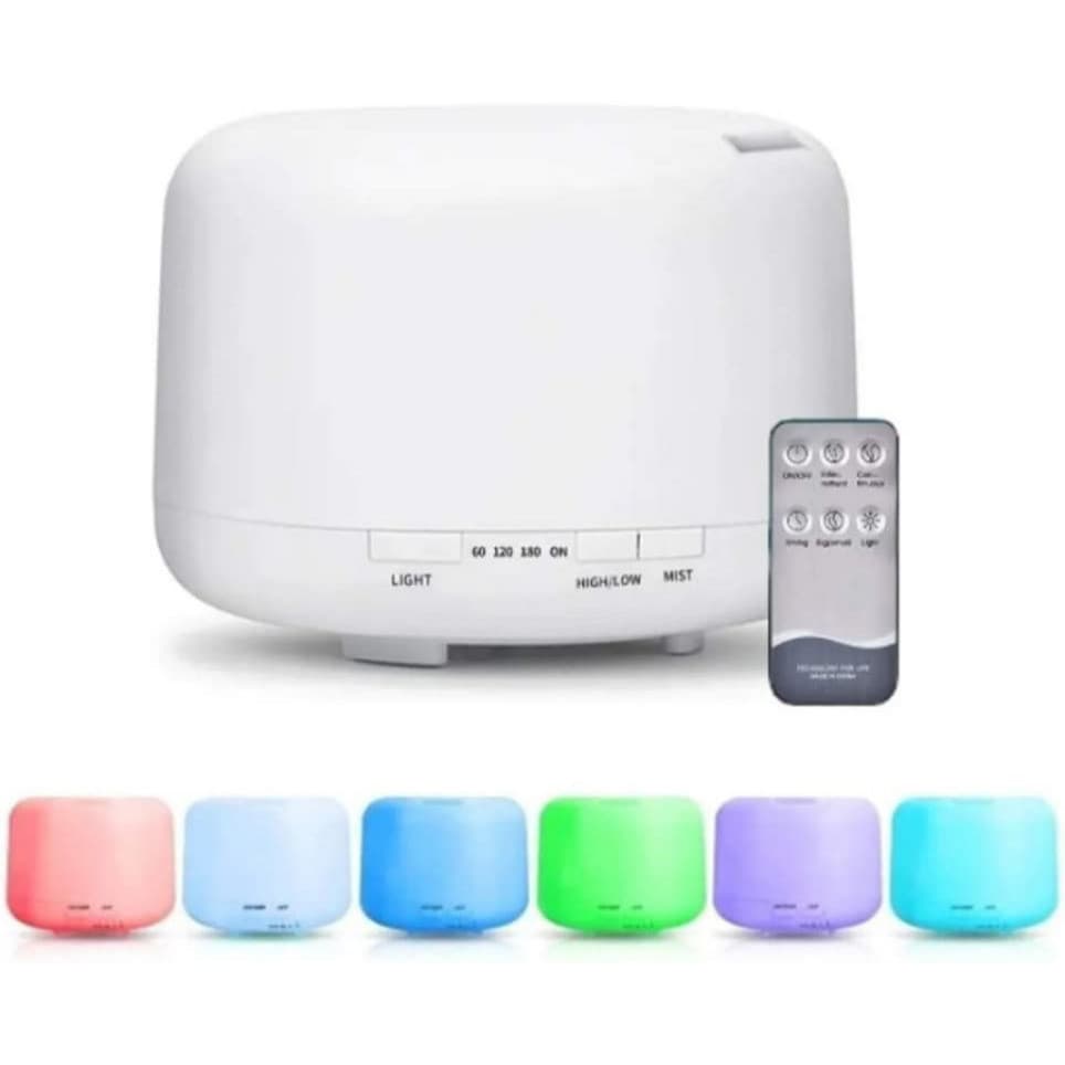 Umidificador Difusor Aromatizador 300ml Ultrassônico Estilo Branco com Led 7 cores com controle