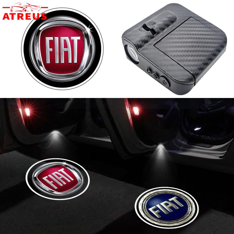 1/2 Peças Fiat LED Luz De Boas-Vindas Porta Fibra De Carbono Do Carro Projetor Para Strada Argo Mobi Toro Fastback Pulse