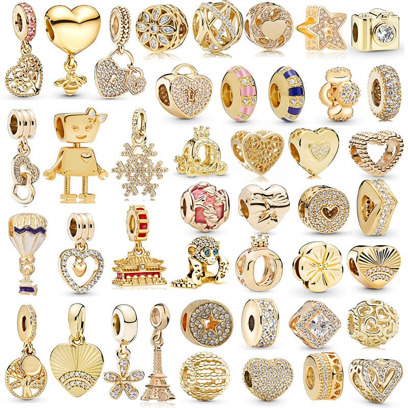 Charme Berloque Prata 925 Pingente Aço Inoxidável Ouro Contas DIY Bela Jóias Pulseira Colar Acessórios