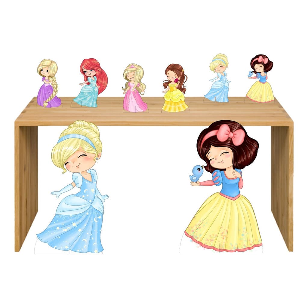 Kit Display Princesas Aquarela Baby Cute 8 Peças, Totens