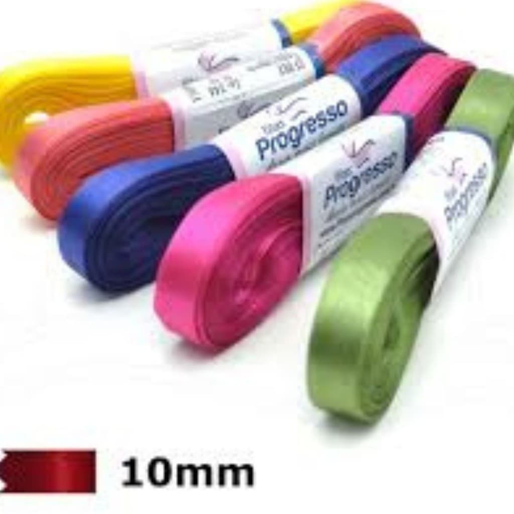 Fita de Cetim N.02 10 Metros 10mm Largura, Kit com 1un, 2un, 3un,100% Poliéster Marca Progresso
