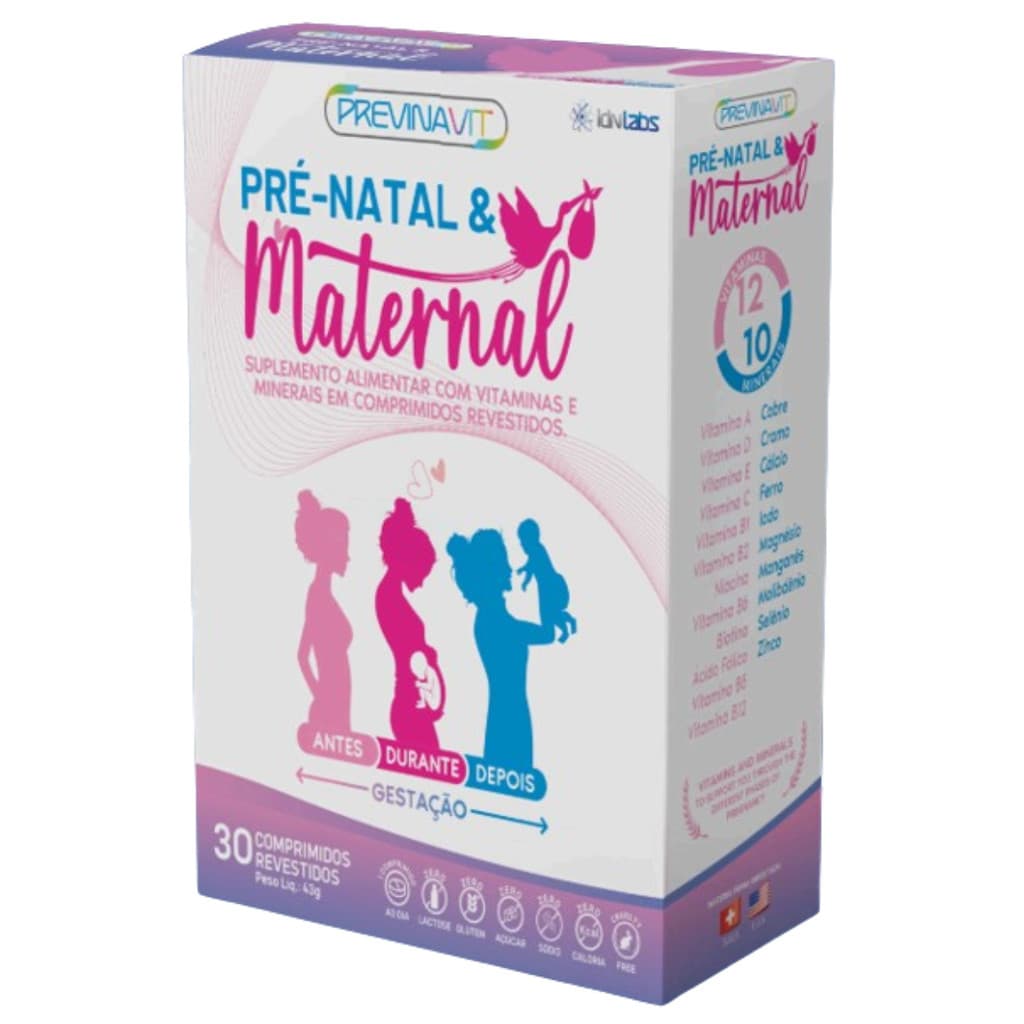 Previnavit Pré-Natal & Maternal 12 vitaminas 30 comprimidos