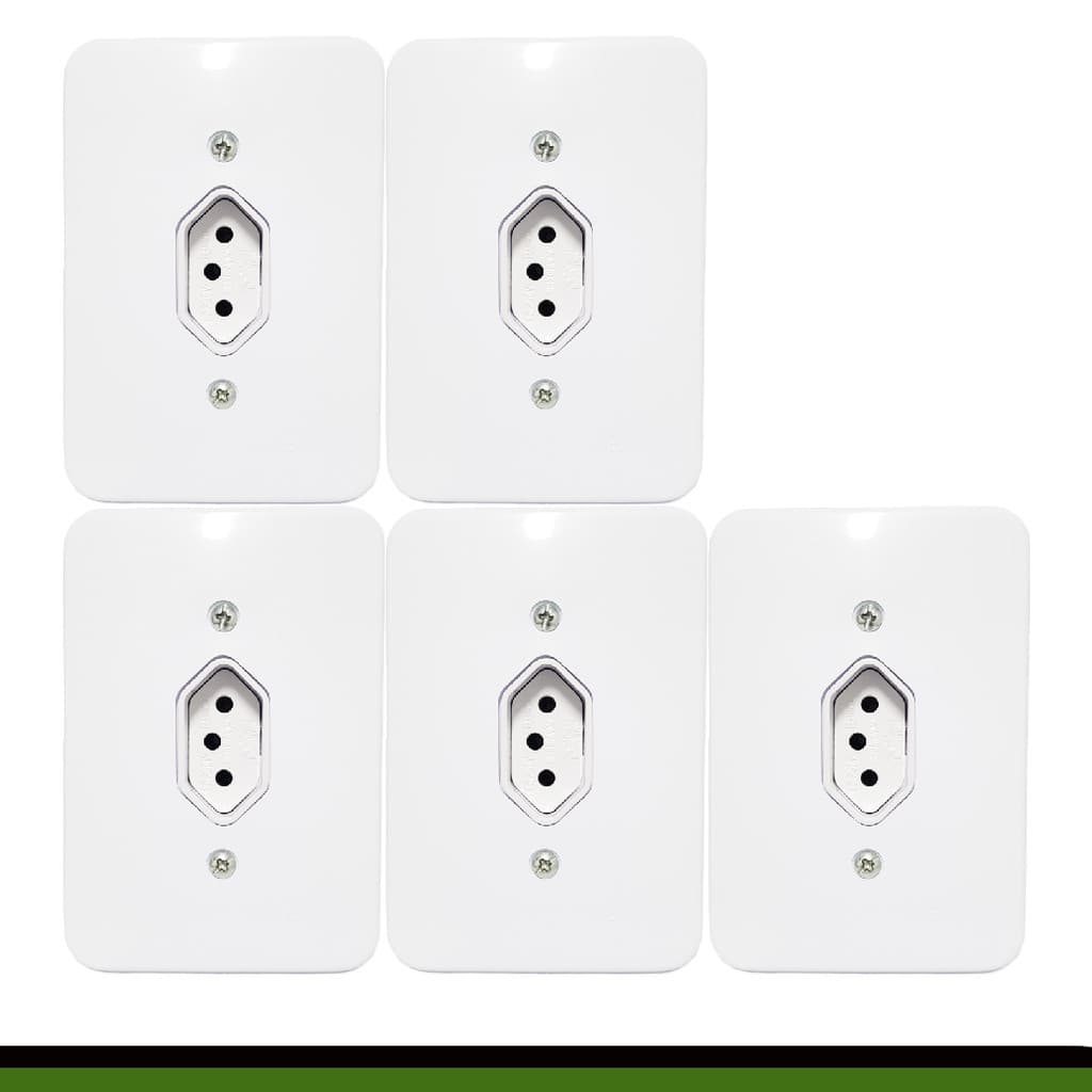 Kit 5un Tomada 10A Simples Completa 110-220v Radial