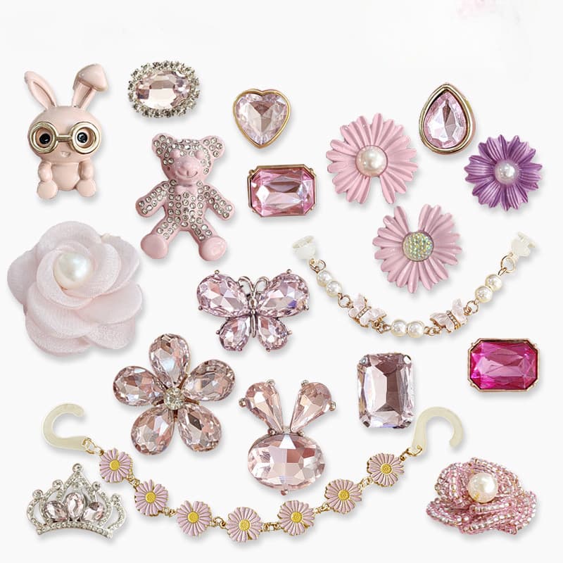 Decoração De Sapato Para Alfinetes De Tamanco Botão Rosa Conjunto DIY Sapatos Charme 1 Peça