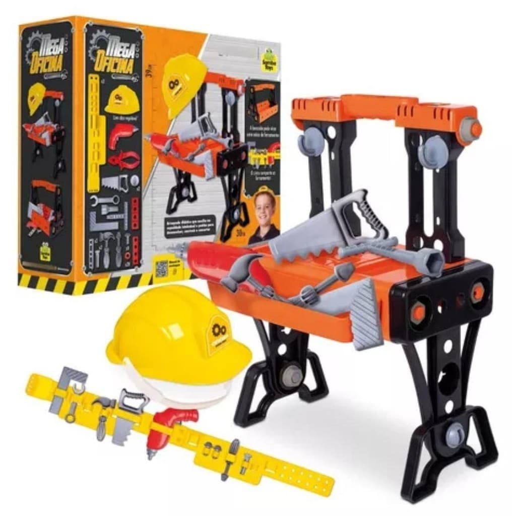 Kit Ferramentas Bancada Infantil Mega Oficina 2 Em 1 Com 45 Peças - Samba Toys -