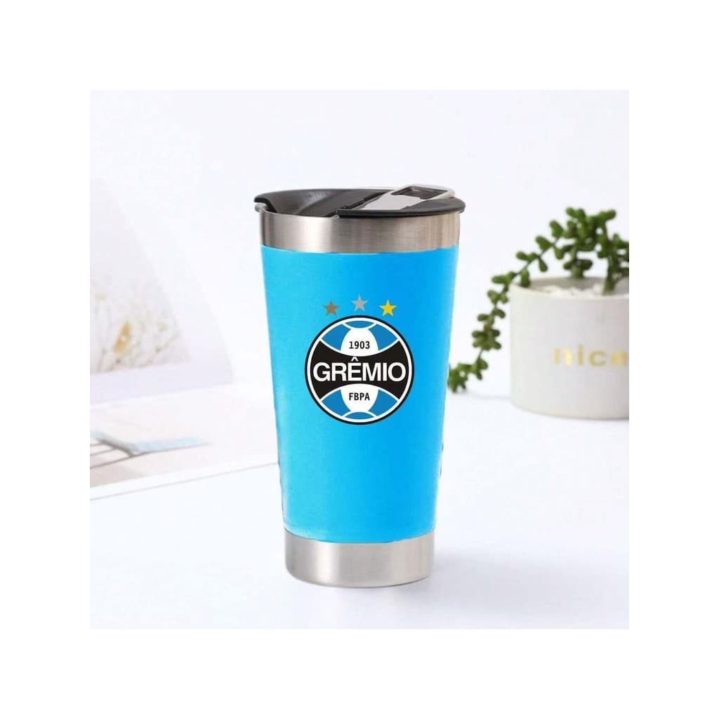 Copo Térmico de Time de Futebol Personalizado com Tampa E Abridor 473ml Cerveja Café