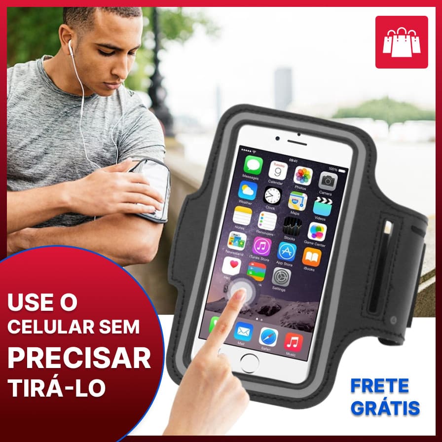 Capa De Braço Suporte Braçadeira Porta Celular Corrida Academia Ajustável Saida Fone e Porta Chaves