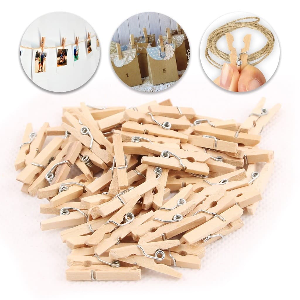 Kit 50x Mini Prendedor Decorativo Pregador de Madeira 2,5cm Lembrancinhas Fotos