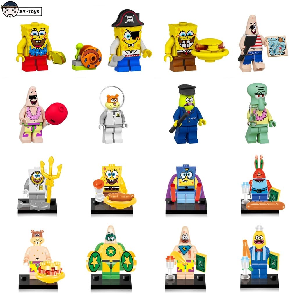 Anime Blocos Bonecas Bob Esponja Calça Quadrada Mini Figuras Modelo Brinquedos Presentes