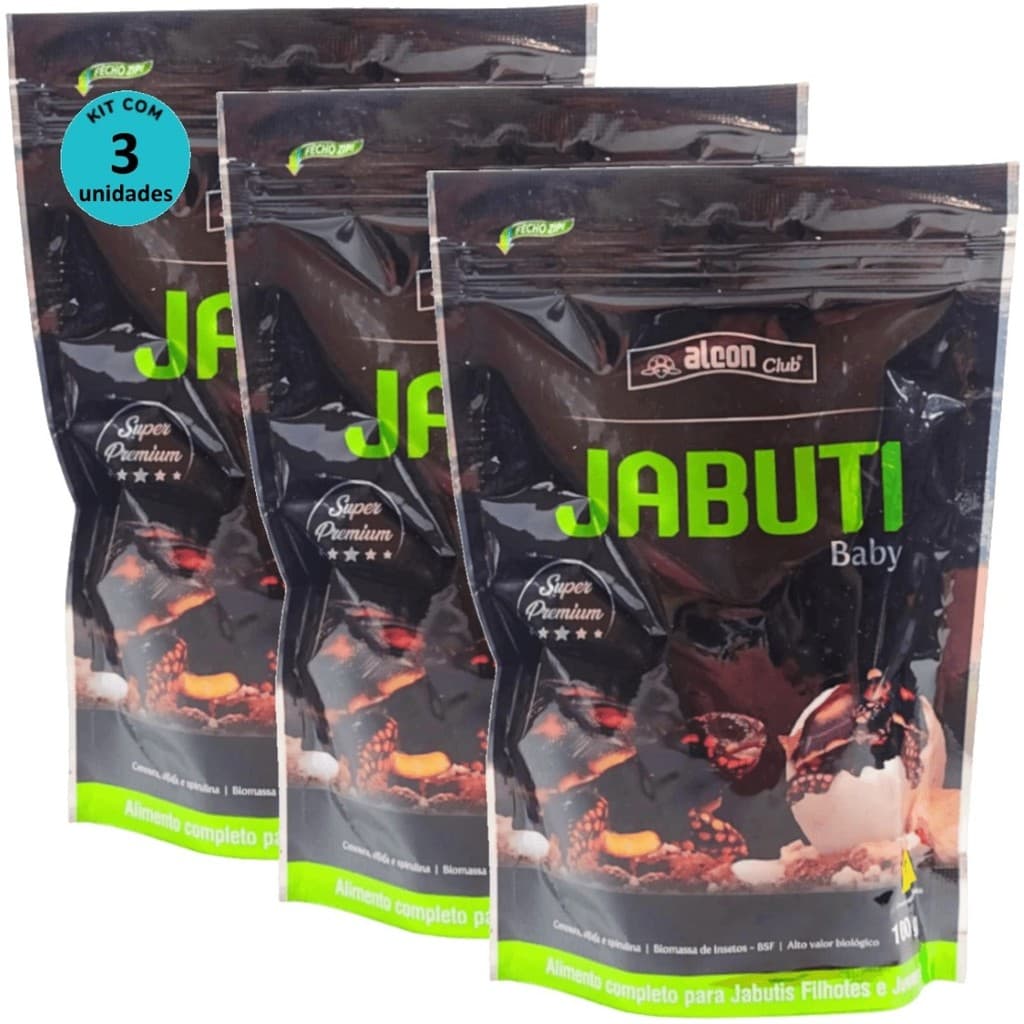 Alcon Club Jabuti Baby 100g Super Premium Kit Com 3 Ração Para Jabuti Filhote e Juvenil