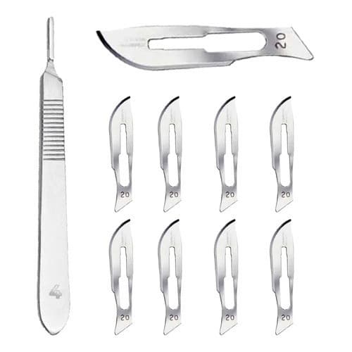 Kit Dermaplaning Cabo N° 4 + 10 Lâminas Bisturi N° 20  Estética dermaplaning