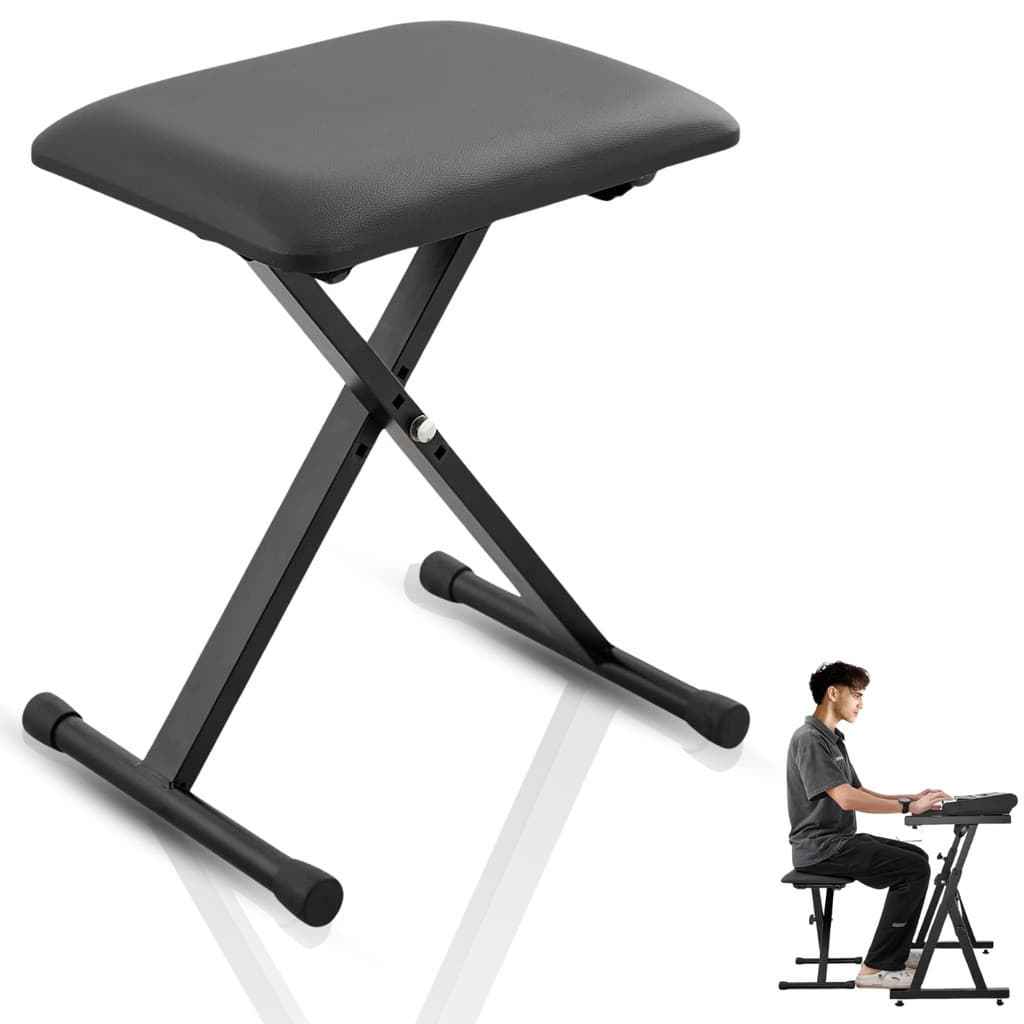 Banco Banqueta Luxo Estofado P/ Piano Teclado C/ Regulagem