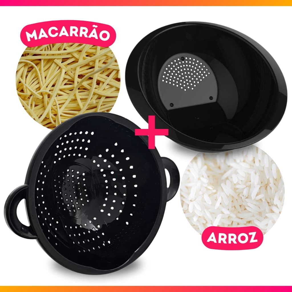 Escorredor de Arroz e Macarrão Kit de Plástico