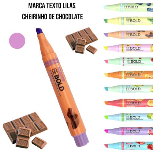 Marca Texto com Cheiro de Frutas Be Bold NewPen Marca Texto Frutas Marcador Newpen Marca Texto Lilas Chocolate