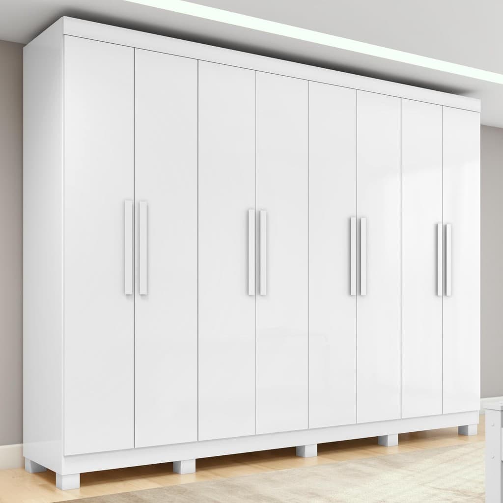 Guarda-roupa Casal Easy Slim 8 Portas Com Pés Branco