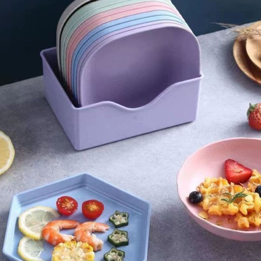 Kit Com 10/20/30 Pratos Plásticos Duros Reutilizaveis Com Suporte