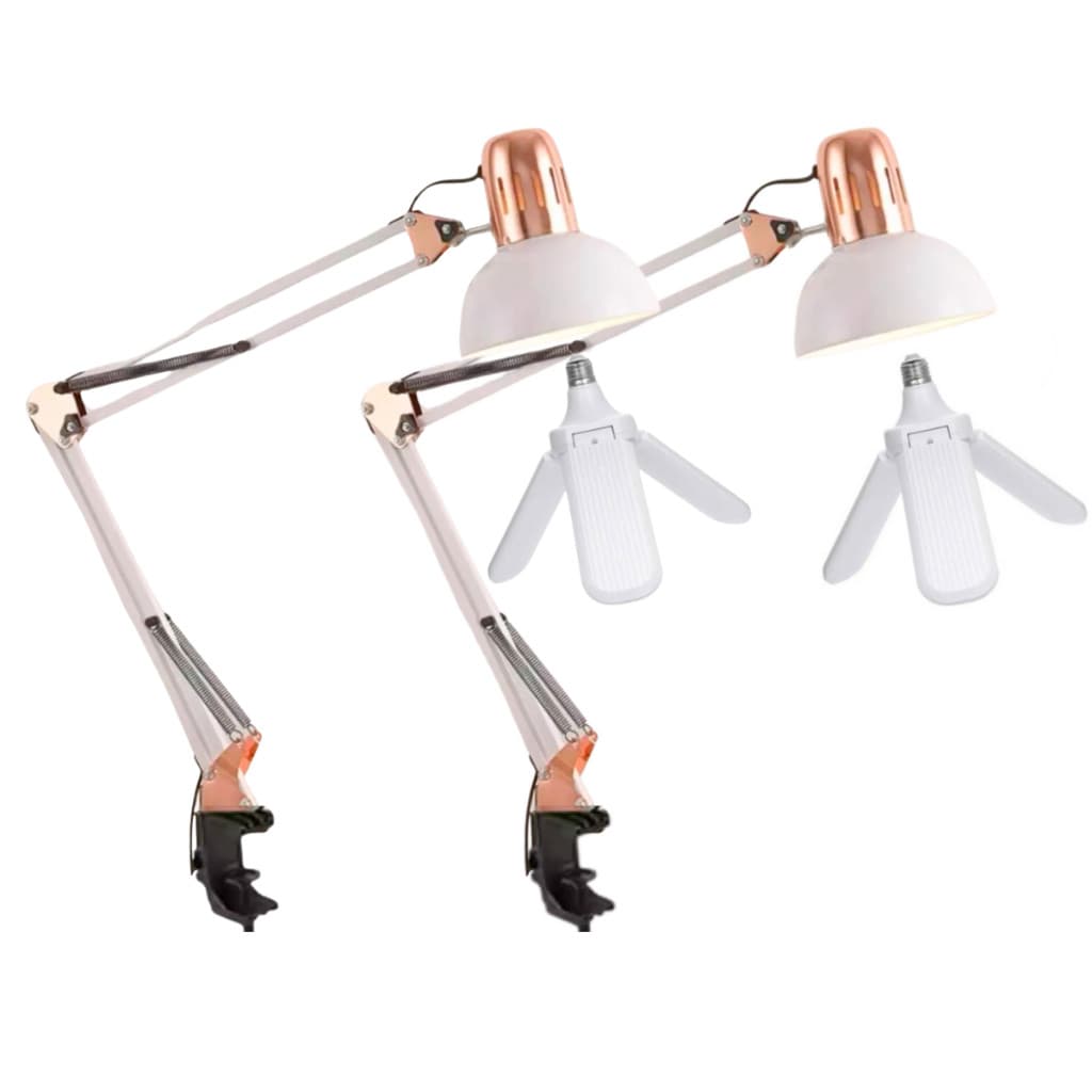 Luminárias Pixar Cromada Artigulada + Lampada Pétala 45w Super Branca Manicure NH