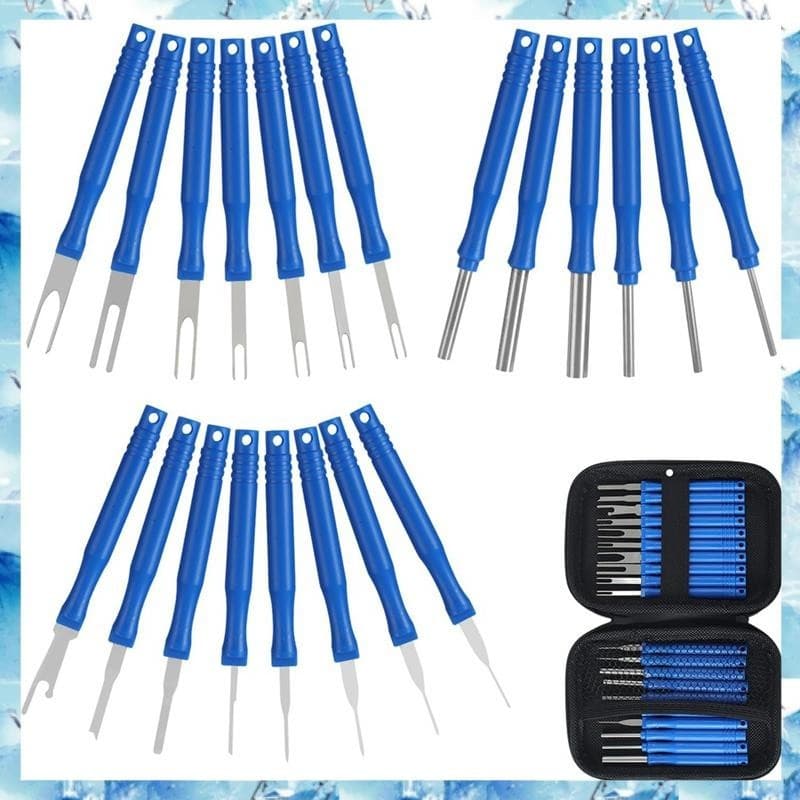 [B C P X] 21Pcs Kit De Ferramentas Para Remoção De Terminais De Carro Conector De Cabo Removedor Extrator De Pinos De Conexão De Fio Elétrico Fácil Instalação Azul