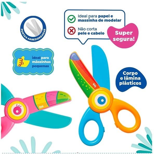 Tesoura Plástica Escolar Nhac 13 Cm - Tris - Tesoura Infantil Colorida