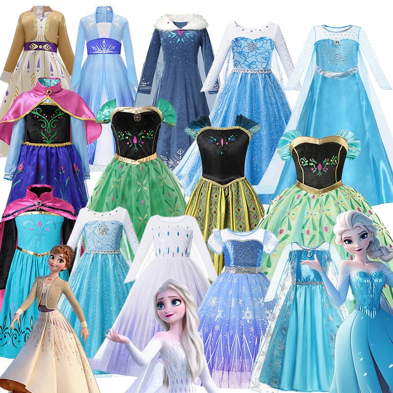 Meninas Disney Elsa Princesa Vestido Festa De Aniversário Cosplay Traje Anna Vestidos Temáticos Roupas De Halloween