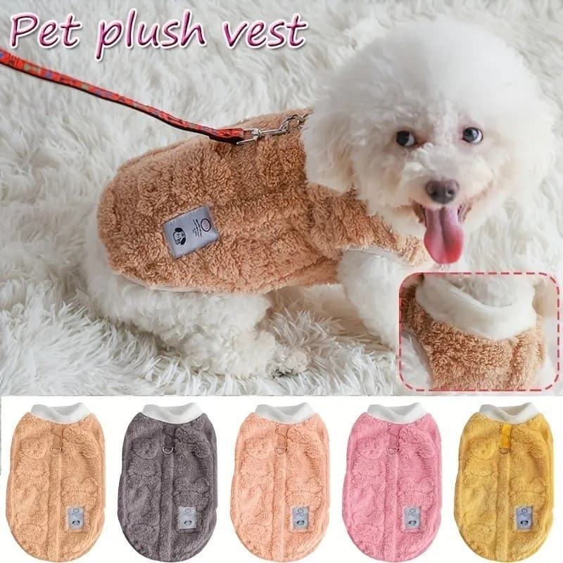 Roupas Para Animais De Estimação Gatos Cães Coletes De Pelúcia Macios E Confortáveis Trajes Shih Tzu Com Fivelas De Trel