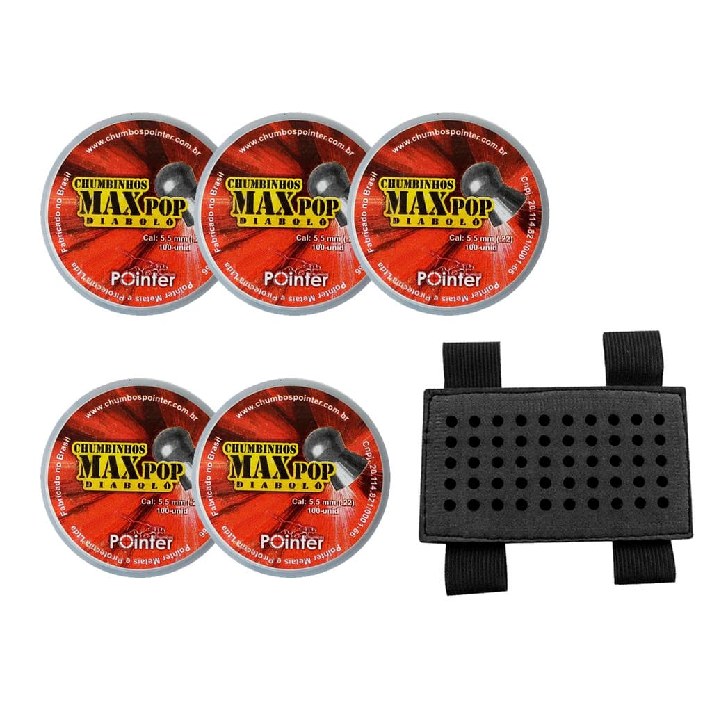 Kit 5 Chumbinhos Max Pop Diabolô 5.5mm Precisão Total 500 Chumbos 5,5 + Brinde