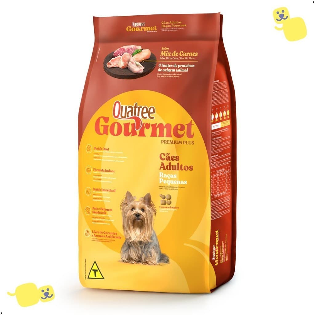 Ração Quatree Gourmet Cães Adultos Raças Pequenas Mix Carnes 3kg Alimento Premium Cachorro Dog Pet