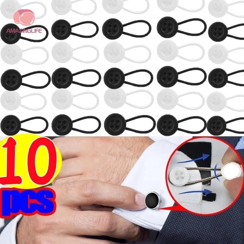 2/10 Pcs Extensores De Colarinho Botão Elástico-Fivela Simples Sem Botões De Costura-Para Mulheres Homens Extensão De Camisetas Acessórios