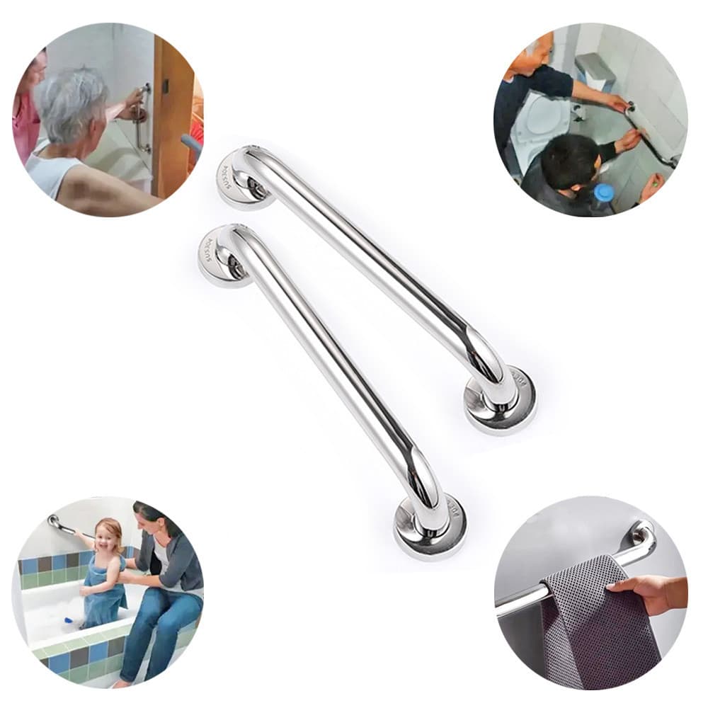 Kit 2 Barra Alça Apoio Corrimão Segurança Banheiro Inox 40Cm Suporte Pegador Acessibilidade