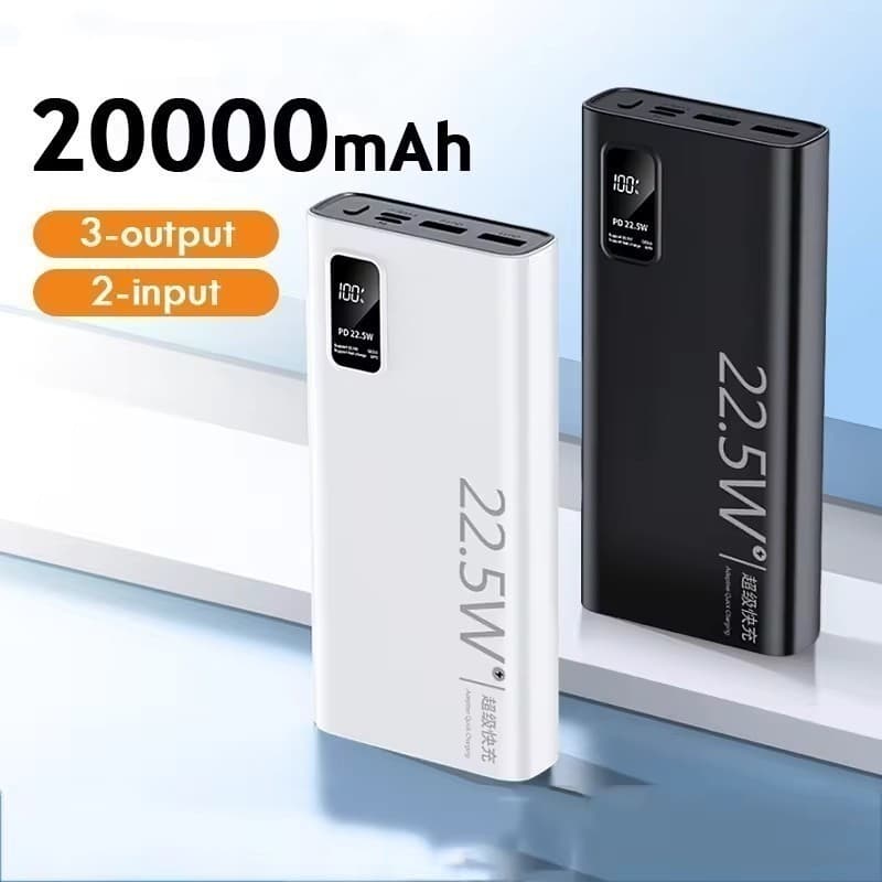 Carregador Portátil 20000mah grande capacidade power bank usb c 22.5w rápido portátil bateria para iphone samsung xiaomi