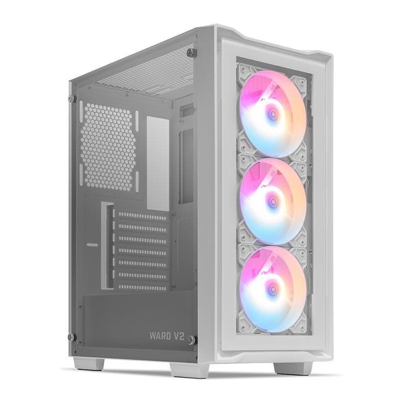 Gabinete Gamer Mancer Ward V2, RGB, Mid-Tower, Lateral De Vidro, Com 3 Fans, Branco, MCR-WRDV2-WH