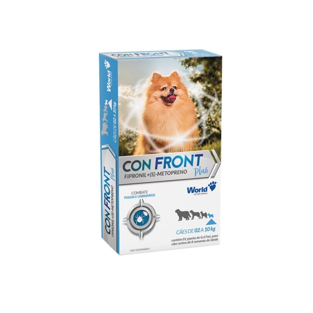 Confront Plus 2 a 10kg Antipulgas Pipeta Fipronil Cães