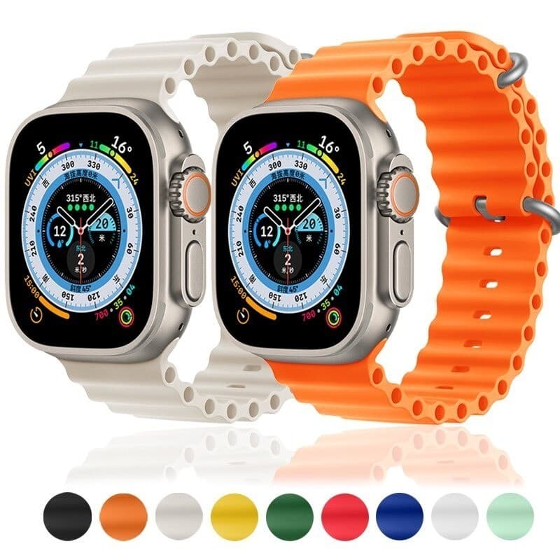 Pulseiras Ocean Silicone Para Smart Watch Relógios 38mm 40mm 41mm 42mm 44mm 45mm 47mm 49mm