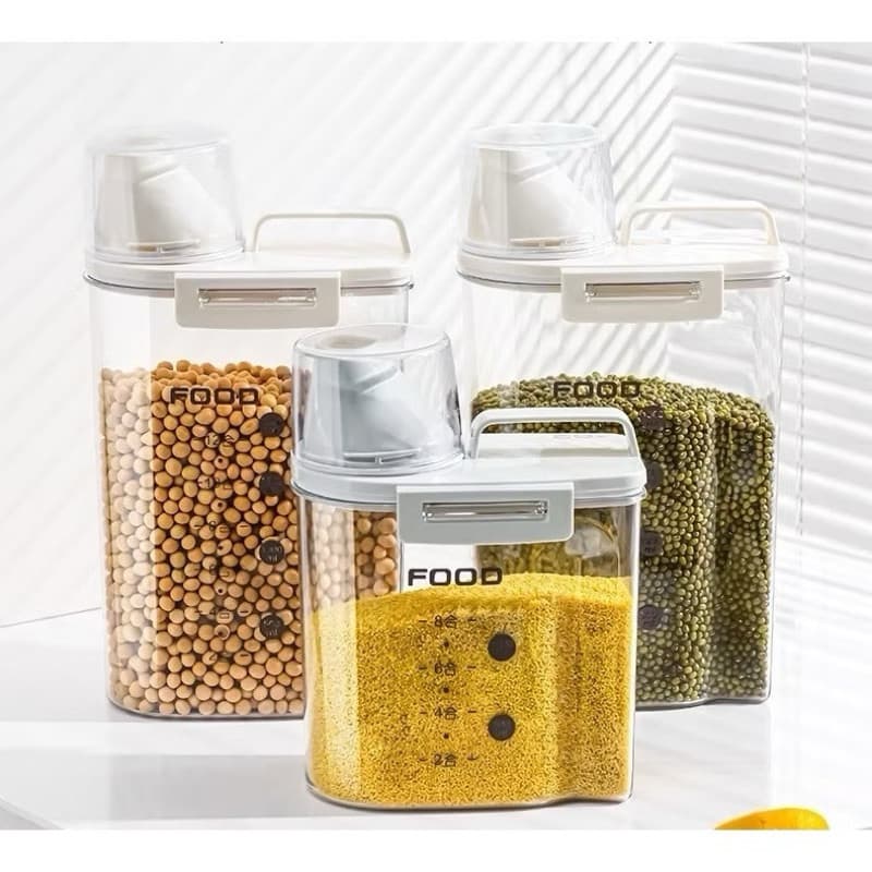 Pote Armazenamento Acrílico Para Grãos Sabão Com Copo Medidor