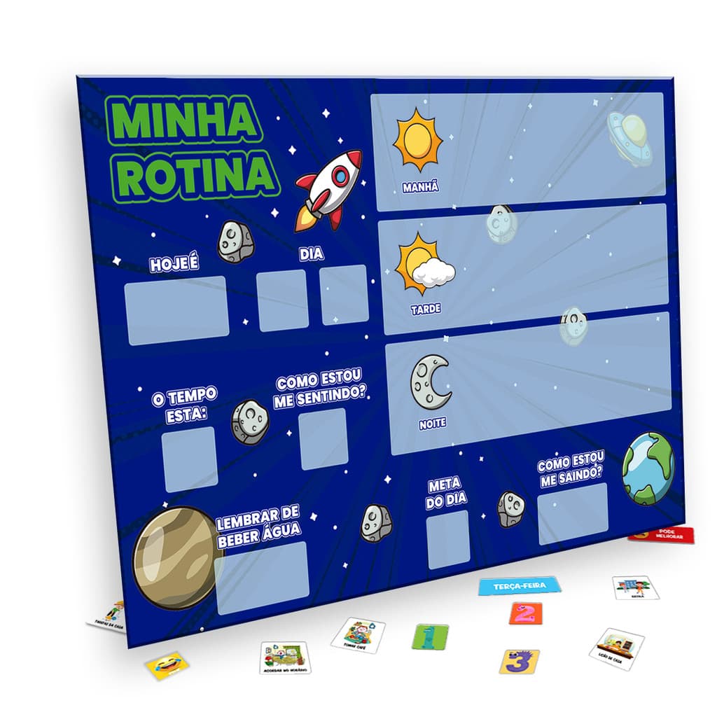 Quadro de Rotina Infantil - Quadro de Incentivo - Planner de Tarefas - Para Geladeira ou Parede 30x40 cm